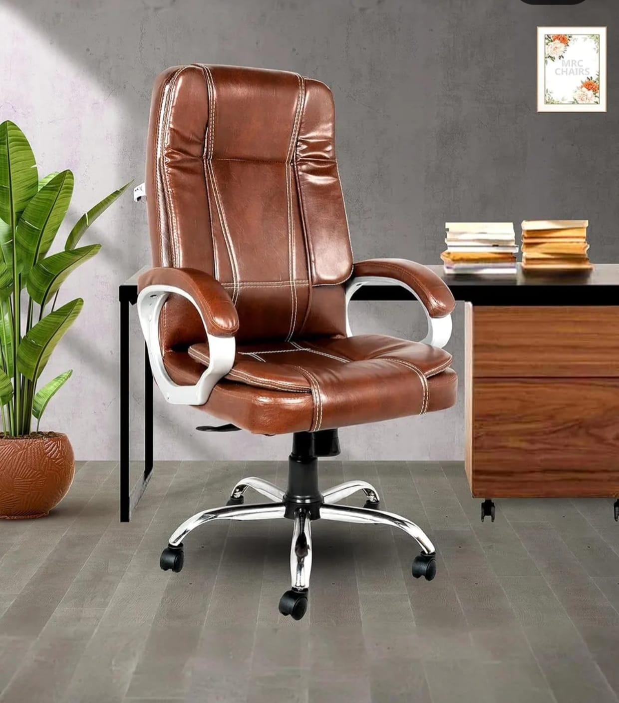 Premium brown leather executive chair