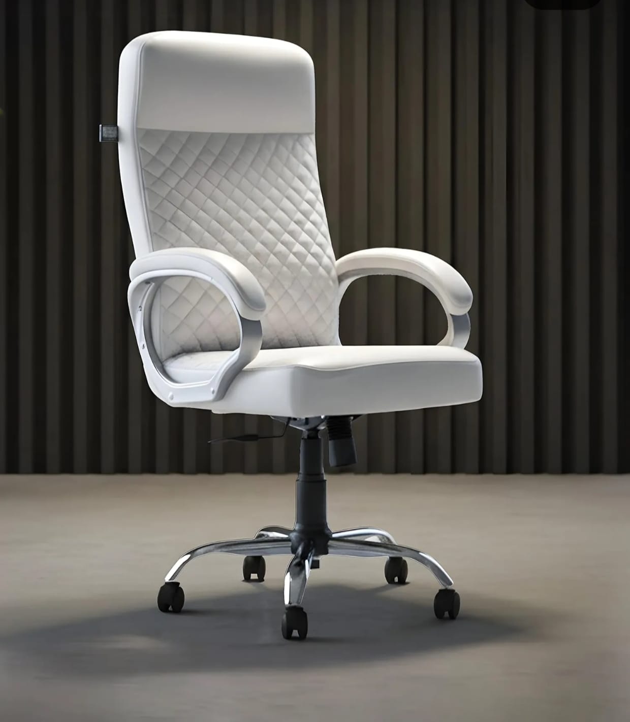 White diamond-stitch executive office chair